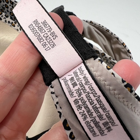 Victorias Secret Women’s No Wire Leopard Print Bra 32C Black Tan Lightly Padded - Picture 4 of 4